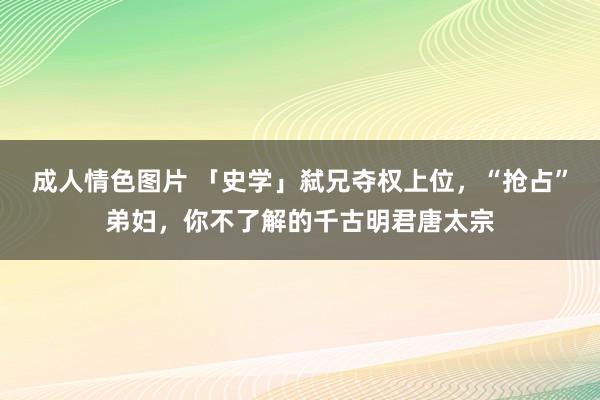 成人情色图片 「史学」弑兄夺权上位，“抢占”弟妇，你不了解的千古明君唐太宗