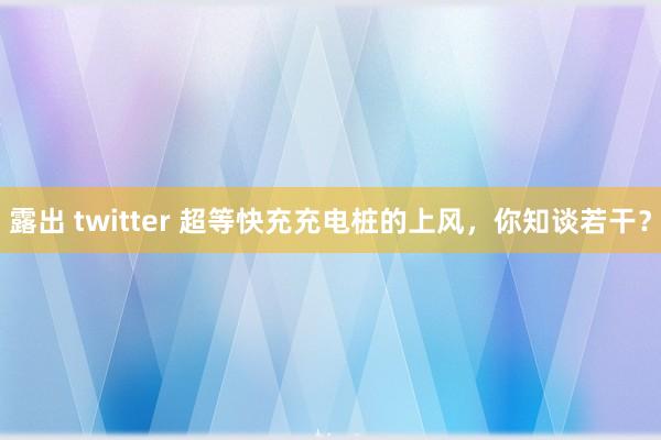 露出 twitter 超等快充充电桩的上风，你知谈若干？